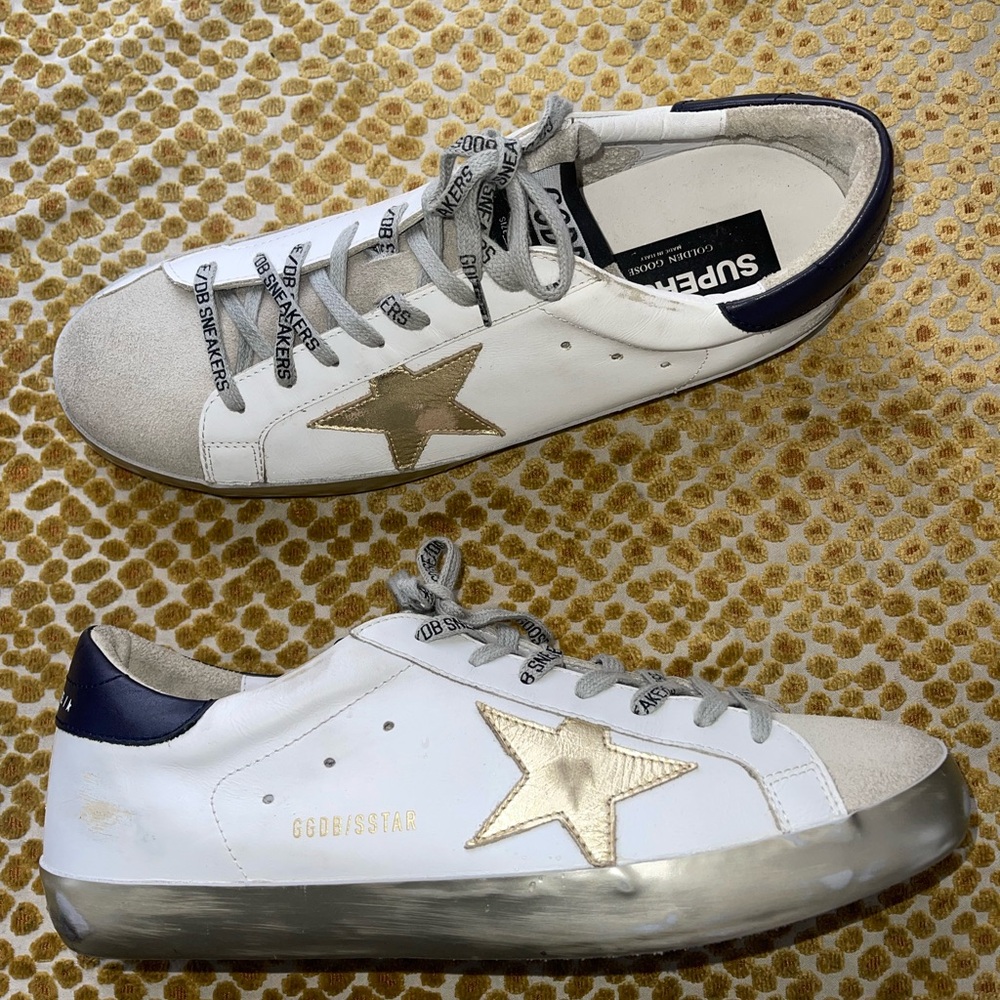 White and Gold Star Sneakers